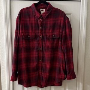 American Eagle Outfitters Destroyed Oversized Fit Red Plaid Flannel